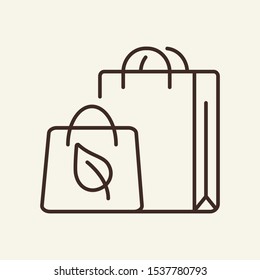 Eco package line icon. Bag, shopping, leaf. Eco concept. Vector illustration can be used for topics like ecology, environment, agriculture