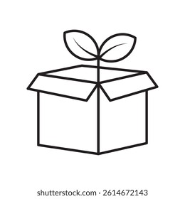 Eco packaging black and white flat vector icon and symbol design