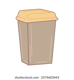 Eco packaging in flat design. Cardboard reusable brown box with lid. Vector illustration isolated.