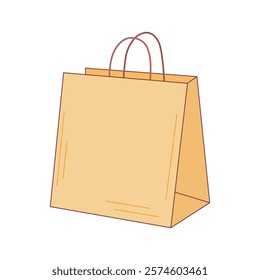 Eco packaging in flat design. Paper shopping bag, disposable packet. Vector illustration isolated.