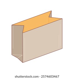 Eco packaging in flat design. Paper shopping bag and grocery carry pack. Vector illustration isolated.