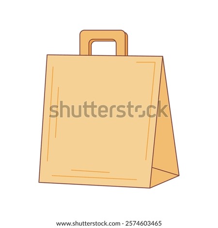 Eco packaging in flat design. Paper delivery bag, take away grocery pack. Vector illustration isolated.