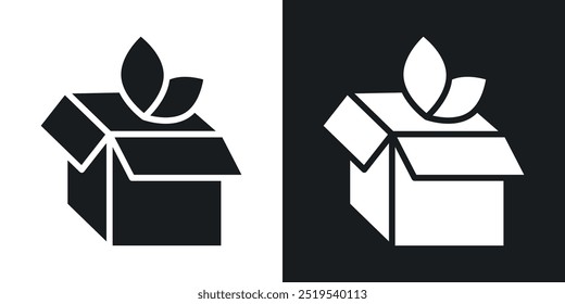 ECO packaging icon icons in black and white filled style