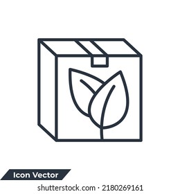 eco packaging icon logo vector illustration. Eco box symbol template for graphic and web design collection
