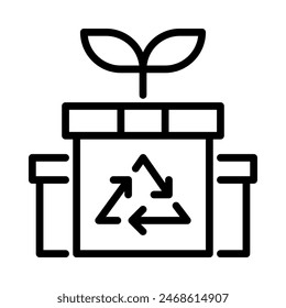 Symbol für Umweltverpackungen. Paketkasten mit Blatt oben. Gliederungsstil. Isolieren auf weißem Hintergrund.