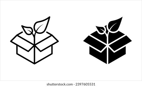 Juego de iconos de empaque ecológico. signo para concepto móvil y diseño web sobre fondo blanco