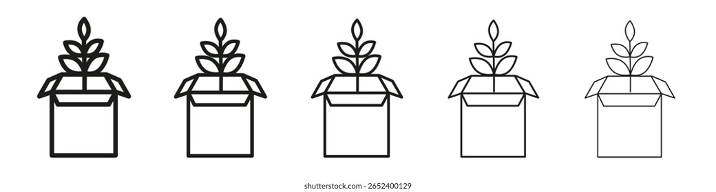 Signo de ilustración de conjunto de contorno de Vector de icono de empaquetado ecológico