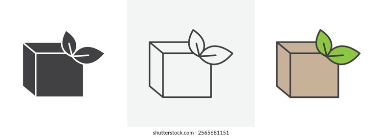 Eco packaging icons in black and colored versions