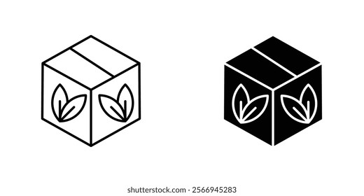Eco packaging icons. black and white vector set.