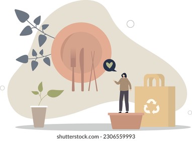 Eco packaging and natural food boxes for take away.Environmental and nature friendly solution to reduce plastic usage.flat vector illustration.