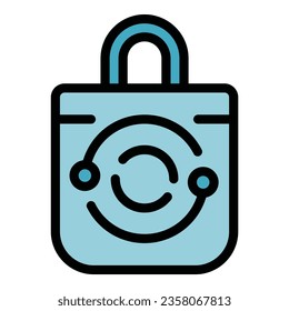 Eco padlock icon outline vector. Power energy. Gas renewable color flat