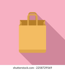 Eco paper bag icon flat vector. Food pack. Ecology craft