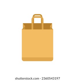 Eco paper bag icon flat vector. Food pack. Ecology craft isolated