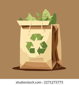 Eco paper bag. Paper bag with recycling sign. Eco concept.