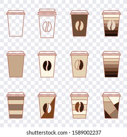 Eco paper cups coffee vector set.