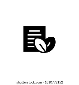 eco paper Icon in black flat glyph, filled style isolated on white background
