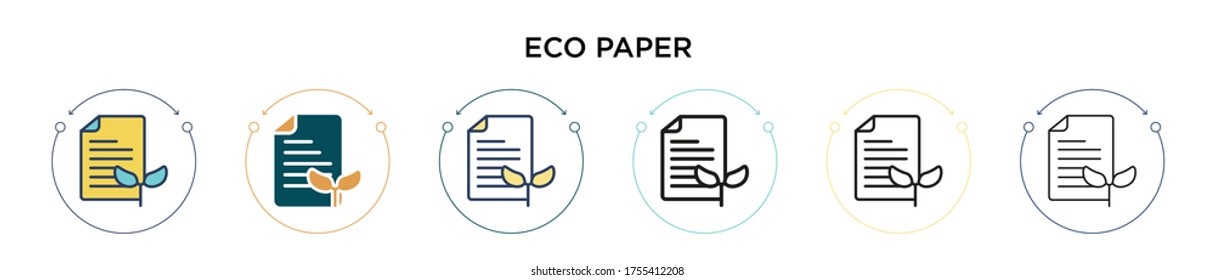 Eco paper icon in filled, thin line, outline and stroke style. Vector illustration of two colored and black eco paper vector icons designs can be used for mobile, ui, web