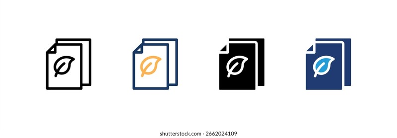 Conjunto de iconos de papel ecológico colección de estilo múltiple. Ilustración vectorial.
