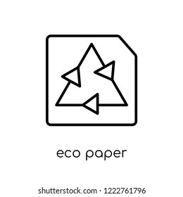 eco paper icon. Trendy modern flat linear vector eco paper icon on white background from thin line Ecology collection, outline vector illustration