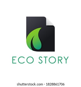 Vector del logotipo del empaque de papel ecológico. (icono de hoja de papel)