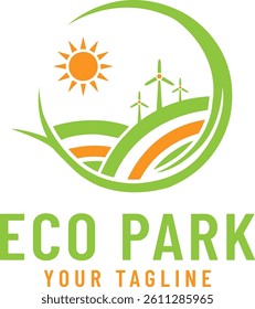 Eco Park Logo with Wind Turbines and Sun Logo