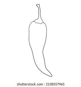 Eco pepper icon outline, hand drawn vector. Red cartoon. Paprika spicy