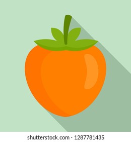 Eco persimmon icon. Flat illustration of eco persimmon vector icon for web design