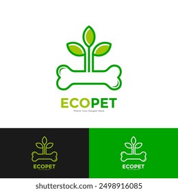Eco pet with bone vector logo design. Suitable for business, nature, food and animal pet