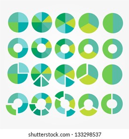 Eco pie diagram set. Circle cart infographic design. Element of process for your design. Vector icons.