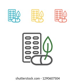 Eco pills icon. With Leaves. Vector signs for web graphics.