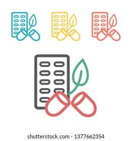 Eco pills icon. With Leaves. Vector signs for web graphics.