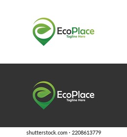 Eco place logo icon vector isolated with pin or point illustration