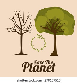 Eco Planet design over pastel pink background, vector illustration