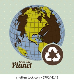 Eco Planet design over pointed background, vector illustration
