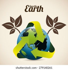 Eco Planet design over white background, vector illustration
