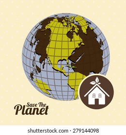 Eco Planet design over white background, vector illustration