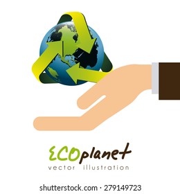 Eco Planet design over white background, vector illustration