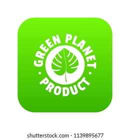 Eco planet icon green vector isolated on white background