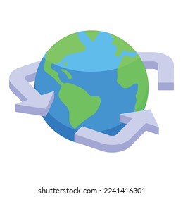 Eco planet icon isometric vector. Green environment. Ecology reuse