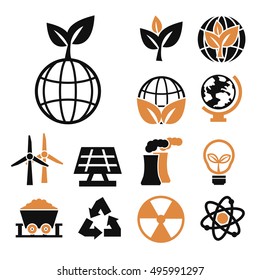 eco planet icon set