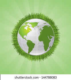 eco planet over green background vector illustration