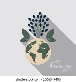 Eco planet. Tree grows on planet earth
