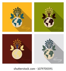 Eco planet. Tree grows on planet earth