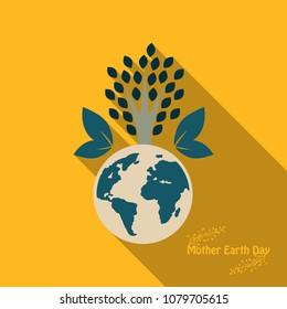 Eco planet. Tree grows on planet earth