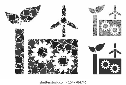 Eco plant composition of humpy elements in variable sizes and color tints, based on eco plant icon. Vector irregular elements are composed into composition.