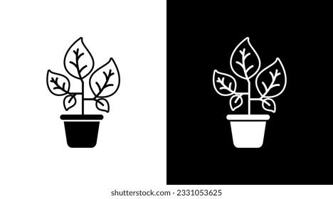 Eco Plant Flower in the Pot Nature Black and white Icon Design