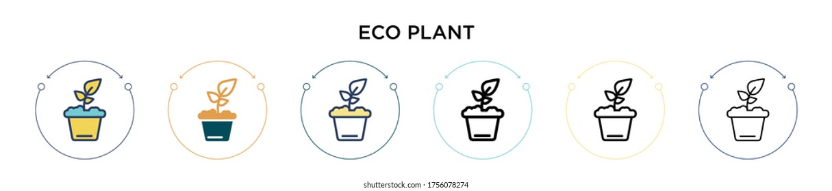 Eco plant icon in filled, thin line, outline and stroke style. Vector illustration of two colored and black eco plant vector icons designs can be used for mobile, ui, web