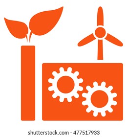 Eco Plant icon. Vector style is flat iconic symbol, orange color, white background.