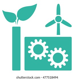 Eco Plant icon. Vector style is flat iconic symbol, cyan color, white background.