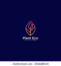 Eco Plant Logo with Leaf. Simple, clean, elegant, modern, unique logo design with abstract leaf icon for the environment, pharmaceutical, medical, food and drink, agriculture, etc Green leaf symbol.